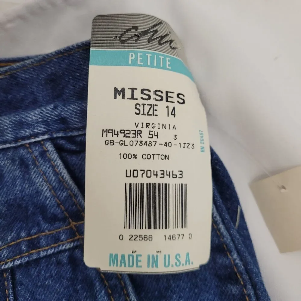 NEW VINTAGE 80s jeans Chic Virginia high rise yoke pleated ankle‎ blue 8